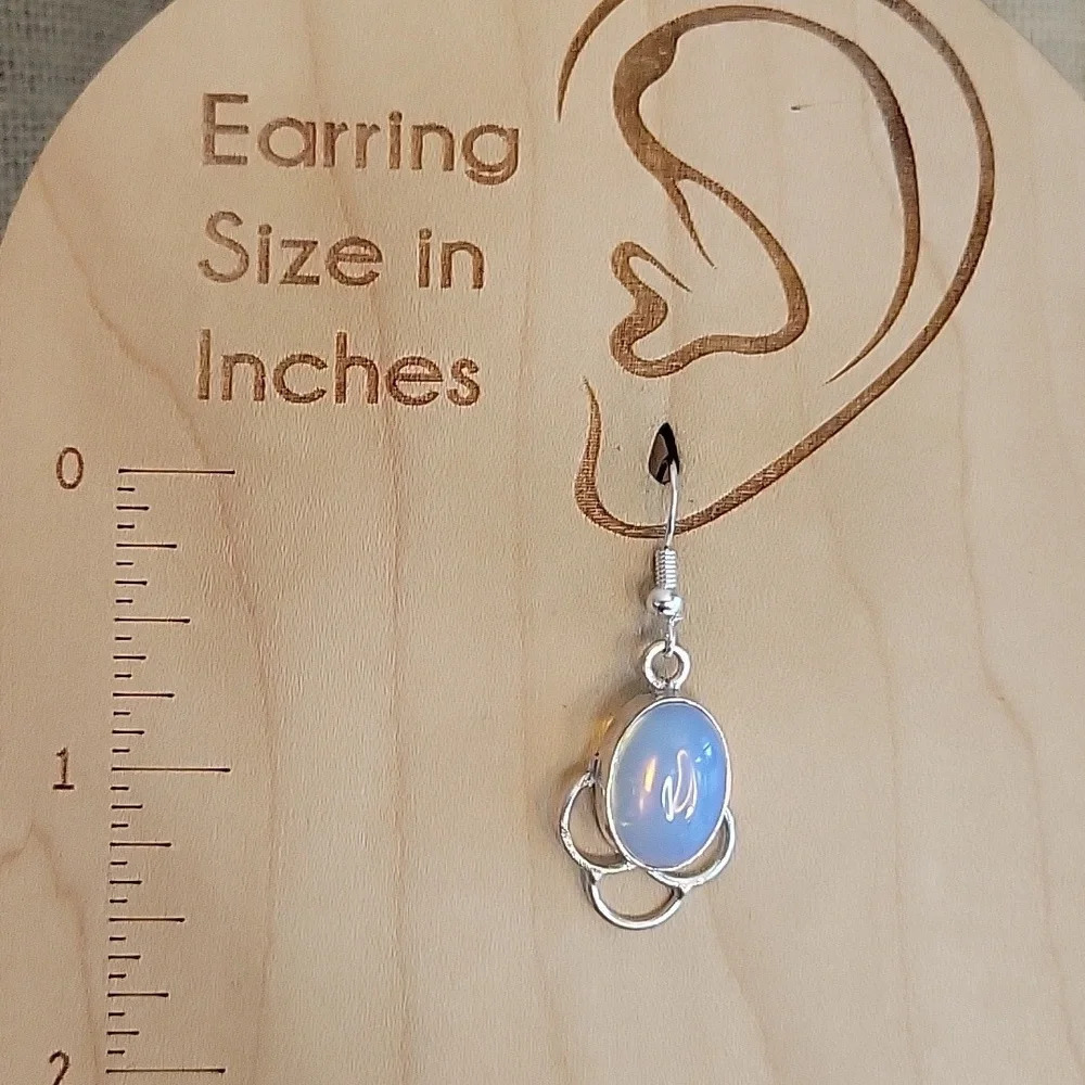 🔥LAST PAIR🔥 BLUE CHALCEDONY SCROLL DROP EARRINGS, .925 WIRES - Picture 6 of 6